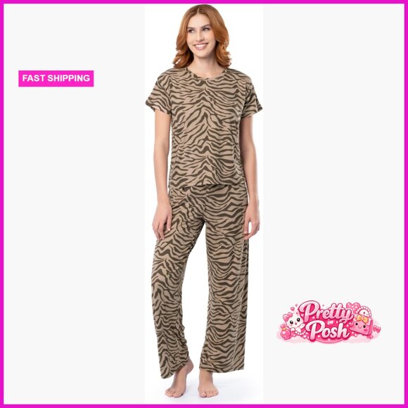 Polyester Blend Drop Shoulder Tee and Convertible Waist Sleep Set